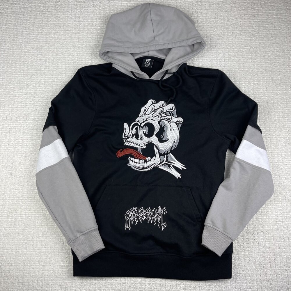 Y2K Arsenic Skater Skull Goth Punk Layered Long Sleeve Hoodie Size S